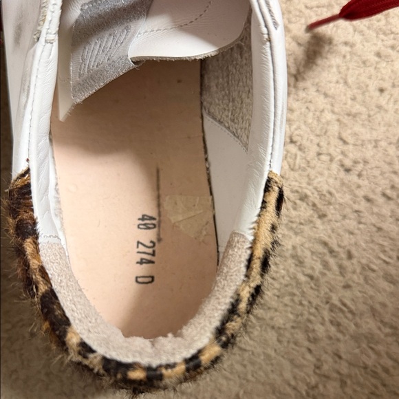 Golden Goose White Sneakers with Red Laces and Black Stars - Picture 2 of 6